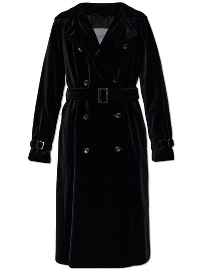 Women s Lana Belur Velvet Trench Coat Black - MAX MARA - BALAAN 2