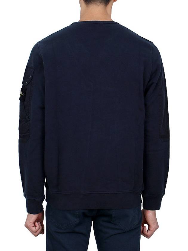 Brushed Organic Cotton Fleece Sweatshirt Navy - STONE ISLAND - BALAAN 5