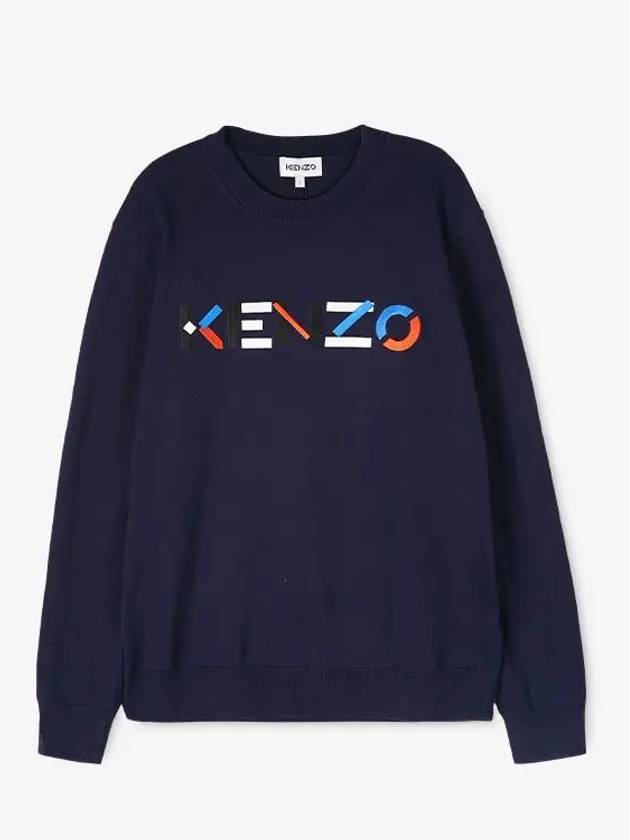 Color Embroidered Logo Sweatshirt Navy - KENZO - BALAAN 4