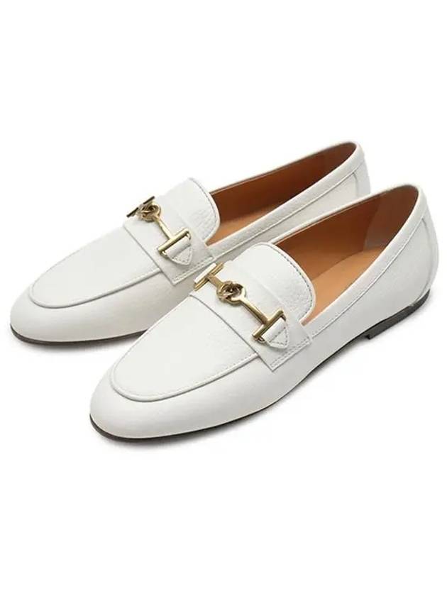 Women's Double T Logo Leather Loafers White - TOD'S - BALAAN 3