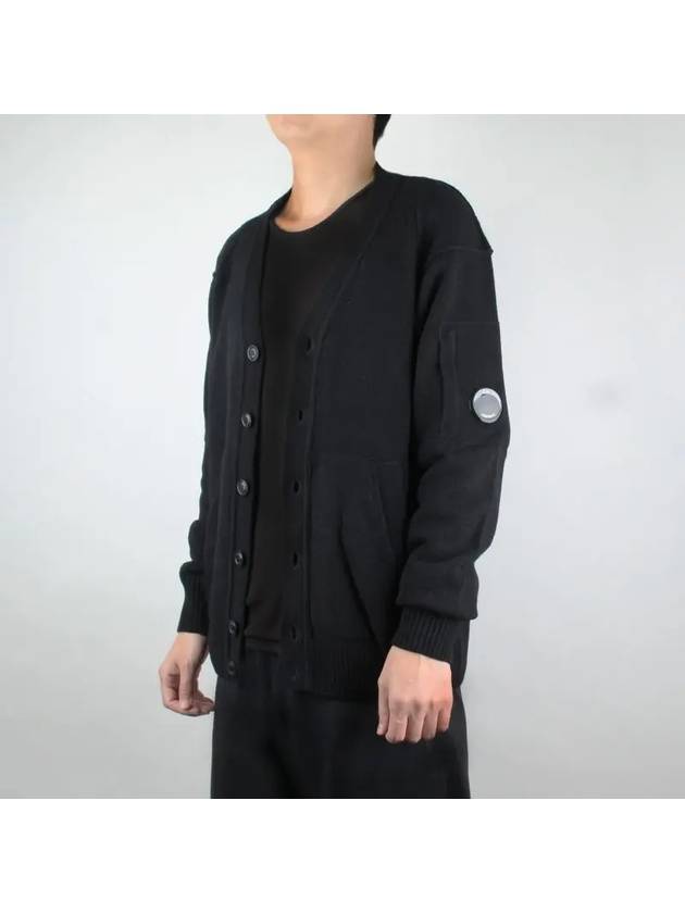 Lambswool GRS Buttoned Cardigan Black - CP COMPANY - BALAAN 4