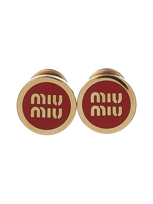 Enameled Metal Earrings Red - MIU MIU - BALAAN 11