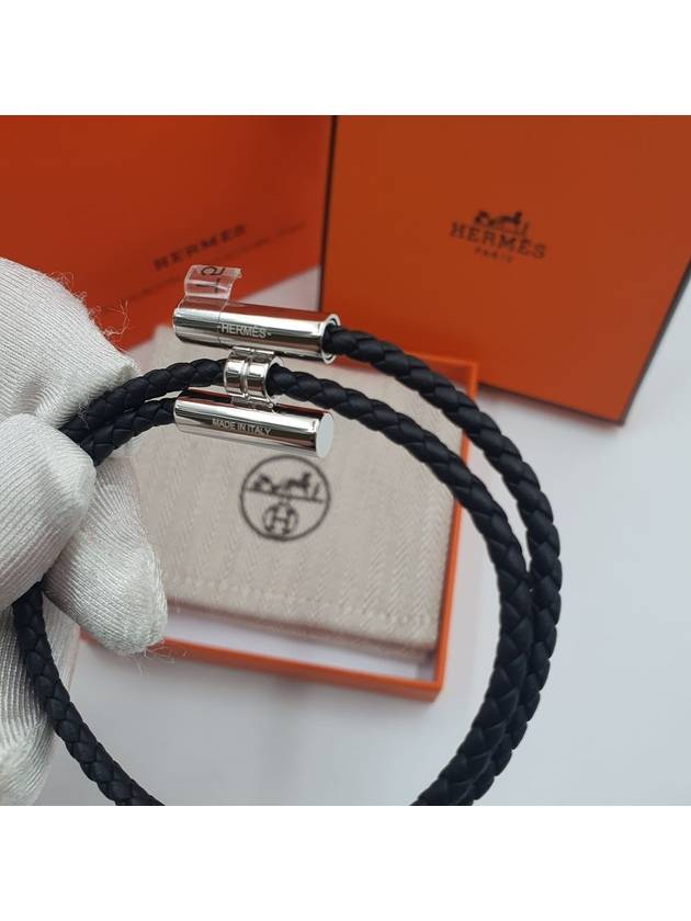 Tunis Tresse Palladium Bracelet Noir - HERMES - BALAAN 7