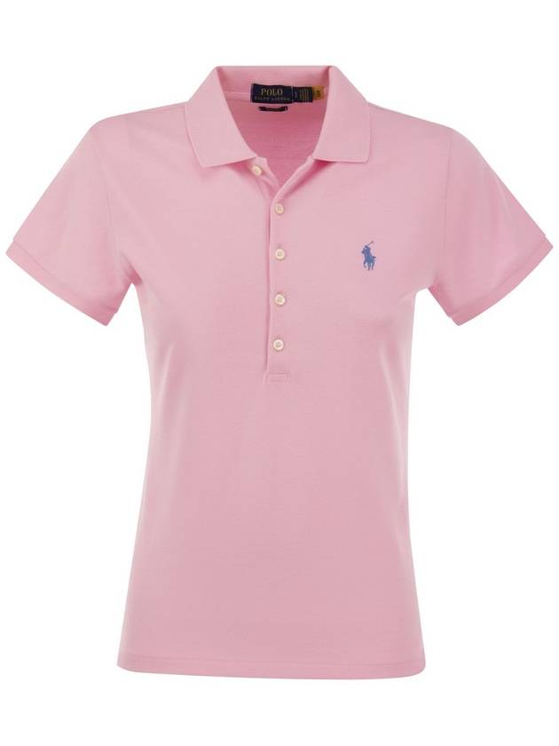 Women's Julie Embroidered Logo Short Sleeve Polo Shirt Caramel Pink - POLO RALPH LAUREN - BALAAN 2