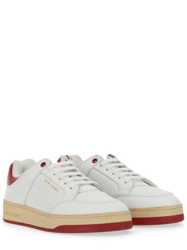 Logo Calf Leather Low Top Sneakers White - SAINT LAURENT - BALAAN 5