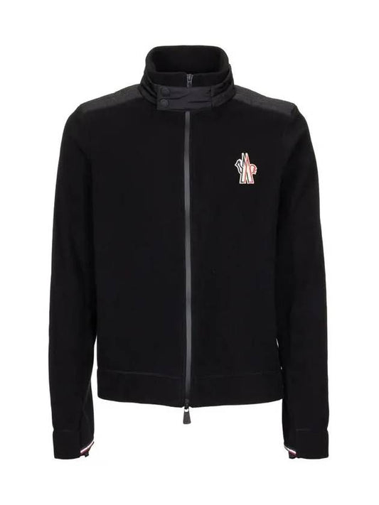 Logo Patch Fleece Zip-Up Jacket Black - MONCLER - BALAAN 2