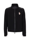 Logo Patch Fleece Zip-Up Jacket Black - MONCLER - BALAAN 3