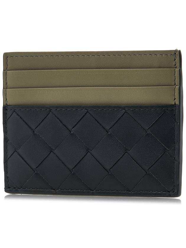 Intrecciato Two-Tone Card Wallet Dark Green Travertine - BOTTEGA VENETA - BALAAN 3