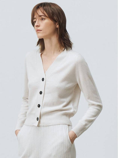 Women's Cashmere Knit Cardigan Ivory - LEHEE CASHMERE - BALAAN 2