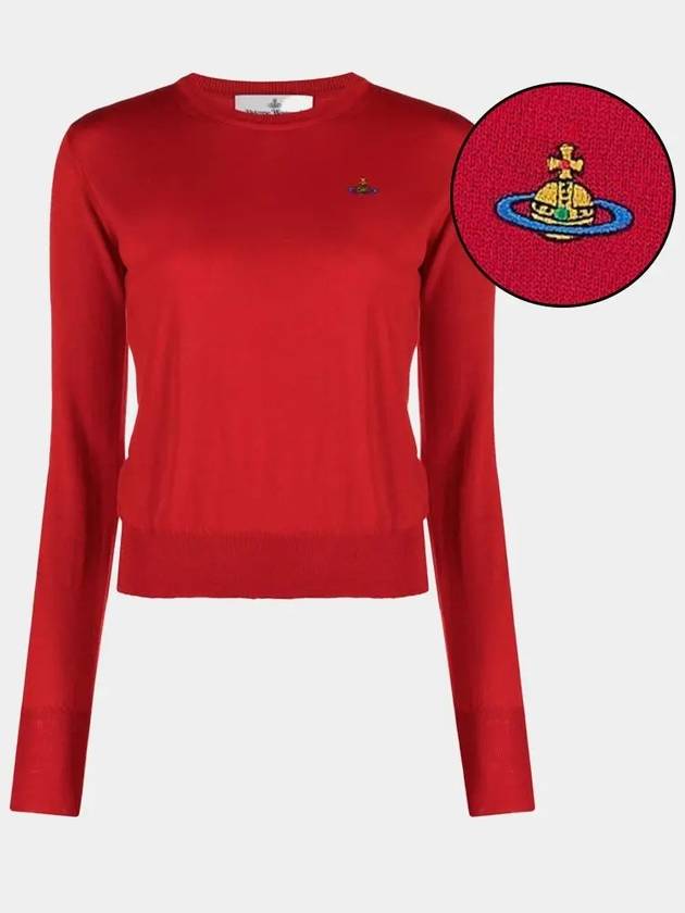 Women's Bea Jumper Embroidered Logo Knit Top Red - VIVIENNE WESTWOOD - BALAAN 2