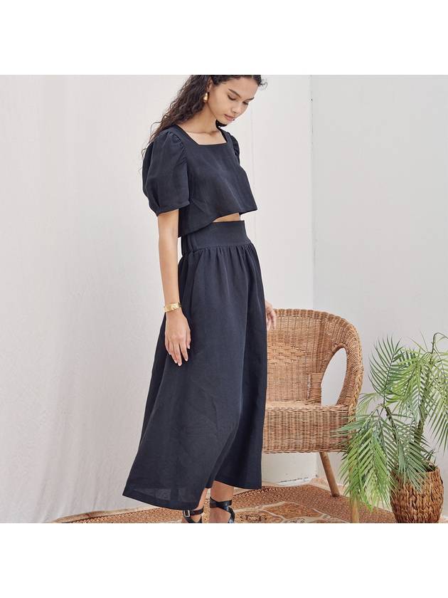 Linen Cotton Cropped Top Wide Waist Skirts set up - NARU KANG - BALAAN 3