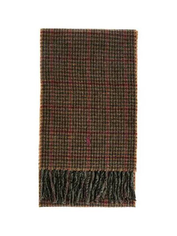 Pony Reversible Check Wool Muffler Olive - POLO RALPH LAUREN - BALAAN 1