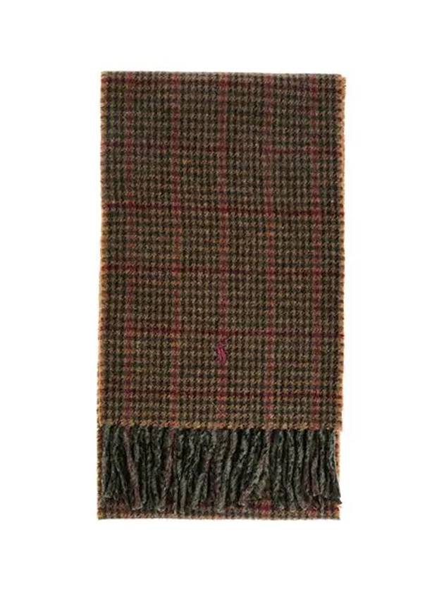 Pony Reversible Check Wool Muffler Olive - POLO RALPH LAUREN - BALAAN 3