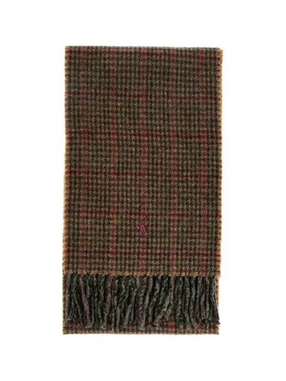 Pony Reversible Check Wool Muffler Olive - POLO RALPH LAUREN - BALAAN 2