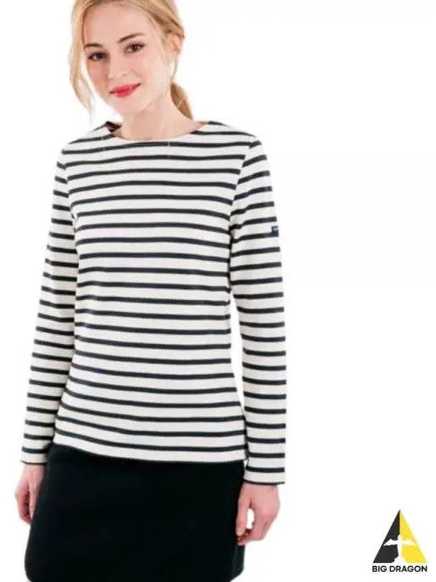 Women's Meridame II Striped Long Sleeve T-Shirt Ecru Marine - SAINT JAMES - BALAAN 2