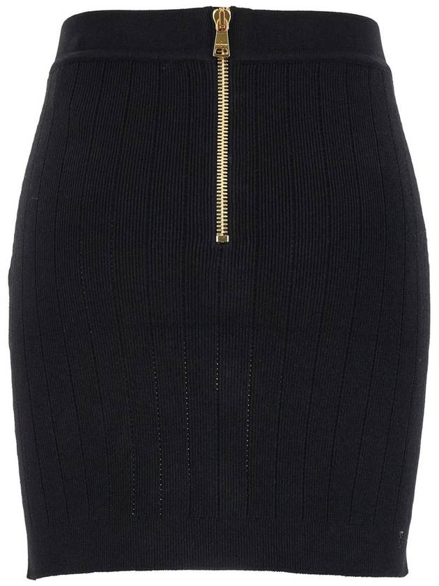 Black Mini Pencil Skirt With Jewel Buttons In Stretch Viscose Blend Woman - BALMAIN - BALAAN 2