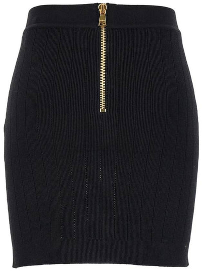 Black Mini Pencil Skirt With Jewel Buttons In Stretch Viscose Blend Woman - BALMAIN - BALAAN 2