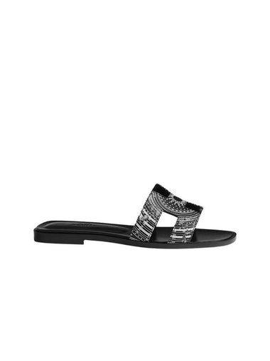 Oran Calfskin Sandals Noir Blanc - HERMES - BALAAN 1