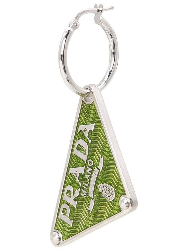 Women's Triangle Logo Earrings Green - PRADA - BALAAN 3