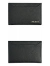 Metal Logo Saffiano Single Card Wallet Black - PRADA - BALAAN 5