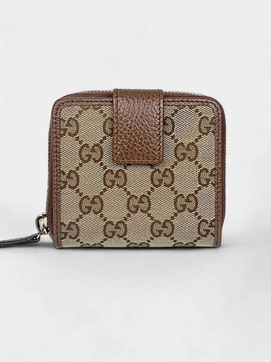 GG Canvas Women s Zipper Half Wallet Brown 346056 - GUCCI - BALAAN 1