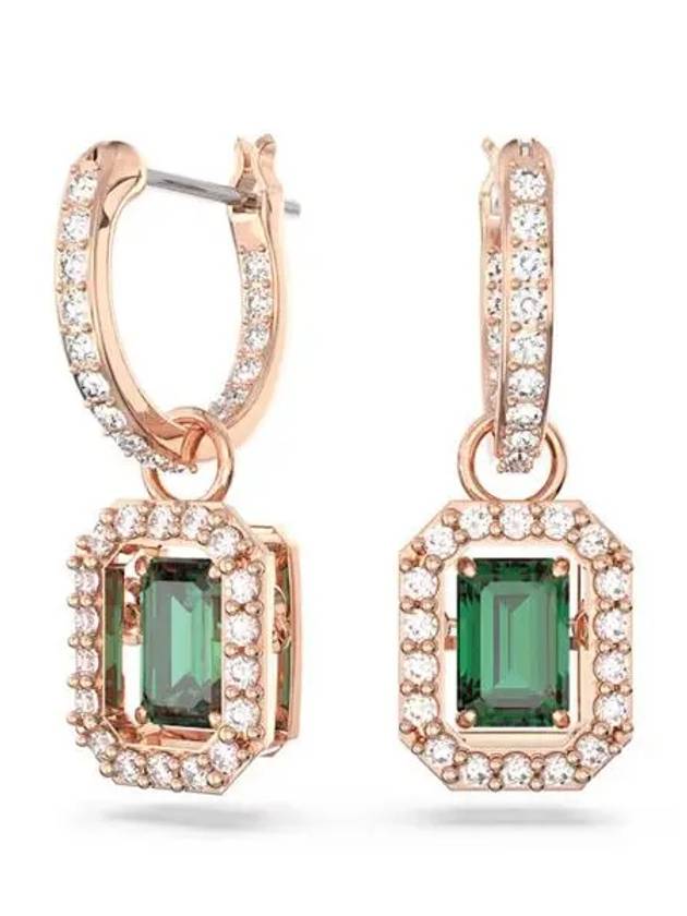 Una Millenia Octagon Drop Earrings Green Rose Gold - SWAROVSKI - BALAAN 3