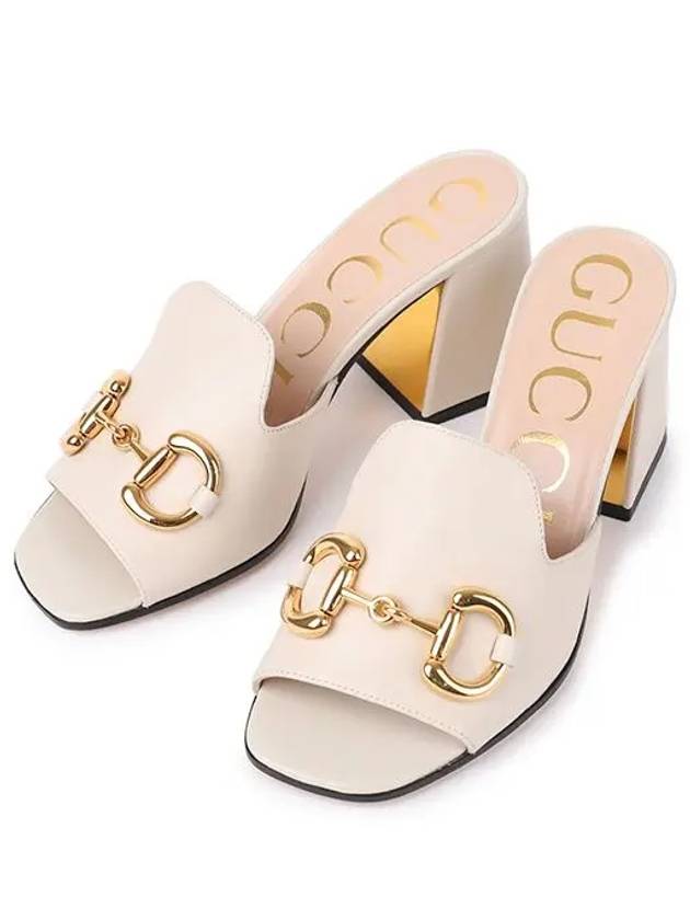 Women's Horsebit Slide Sandals White - GUCCI - BALAAN 11