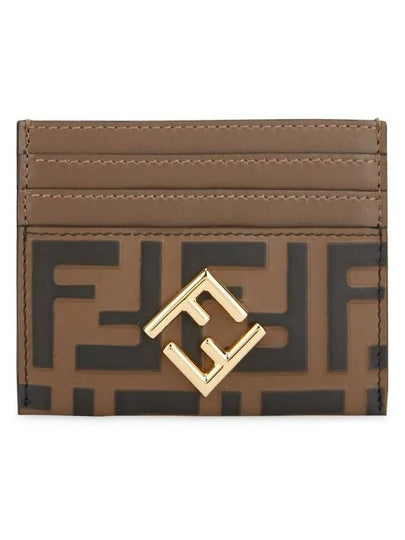 Logo Diamond Leather Card Wallet Brown - FENDI - BALAAN 2