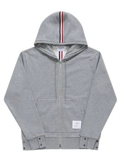 Center Back Stripe Cotton Zip Up Hoodie Light Grey - THOM BROWNE - BALAAN 2