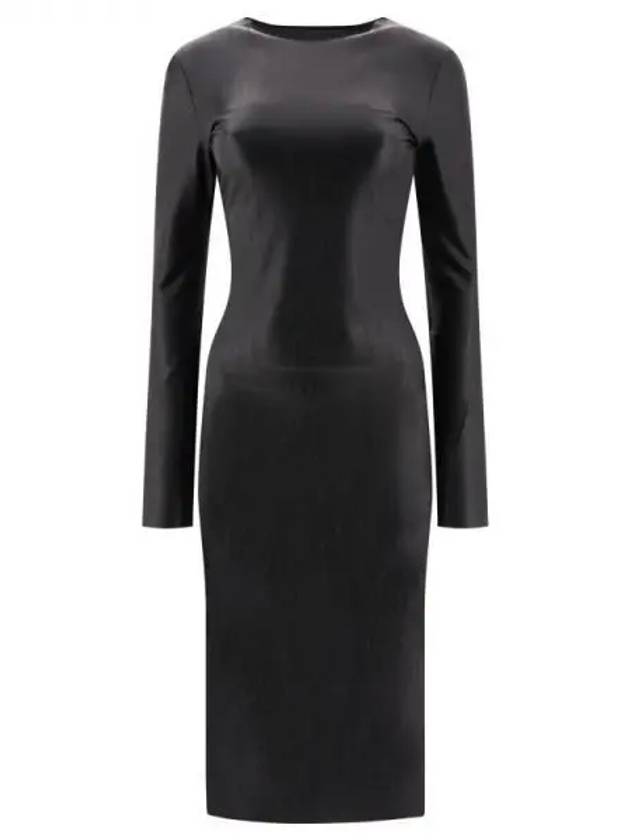 Logo Faux Leather Midi Dress Black - MAISON MARGIELA - BALAAN 2