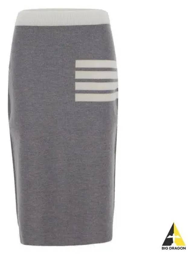 Double Face Merino 4 Bar A Line Skirt Light Grey - THOM BROWNE - BALAAN 2