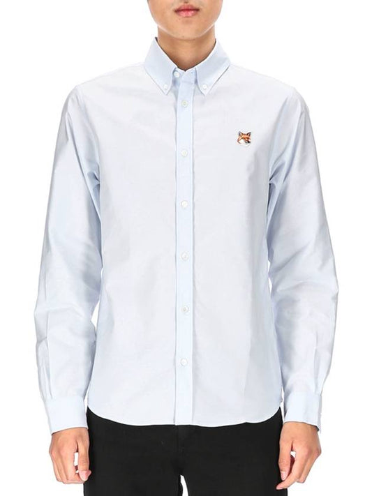 Oxford Institutional Foxhead Patch Button Down Classic Shirt Blue - MAISON KITSUNE - BALAAN 2