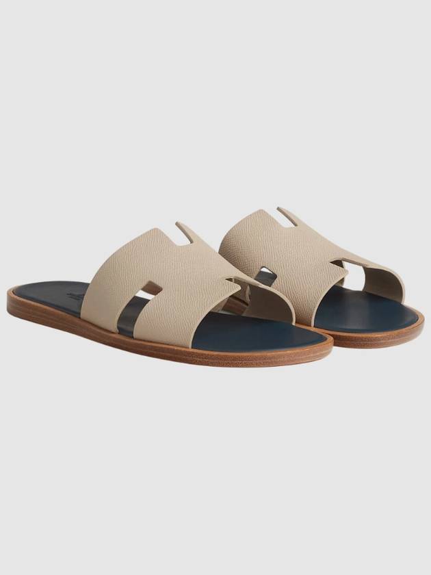 Men's Izmir Sandals Calfskin Absong Light Beige Dark Gray - HERMES - BALAAN 8