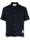 Men's RWB Tab Stripe Short Sleeve Shirt Navy - THOM BROWNE - BALAAN 3