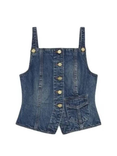 Heavy Washed Denim Sleeveless Blue - GANNI - BALAAN 2