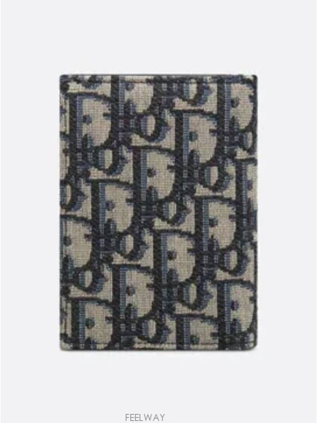 Oblique Jacquard Bifold Card Wallet Beige Black - DIOR - BALAAN 4