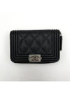 Boy Vintage Silver Hardware Quilted Caviar Zipper Card Wallet Black - CHANEL - BALAAN 3