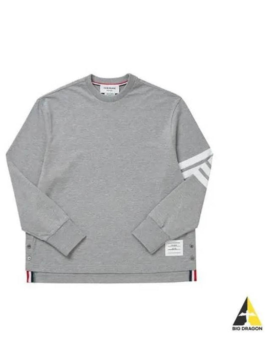 Diagonal long sleeve sleeveless sweatshirt light gray navy FJS066A 06221 - THOM BROWNE - BALAAN 1