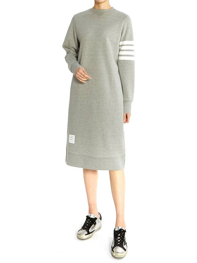 Classic Loopback 4-Bar Sweater Midi Dress Light Grey - THOM BROWNE - BALAAN 6