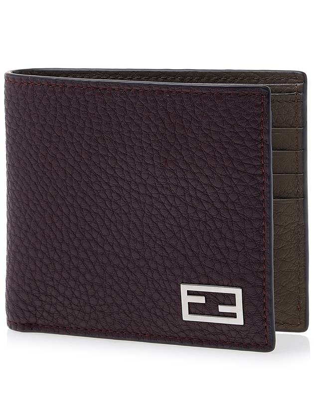 Baguette Leather Half Wallet Burgundy - FENDI - BALAAN 2