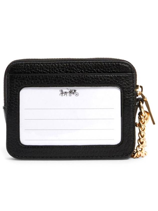Logo Patch Leather Zipper Card Wallet Black - COACH - BALAAN 3