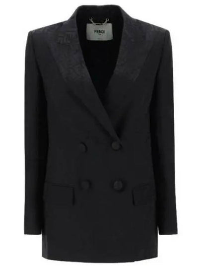 Logo Double Button Blazer Jacket Black - FENDI - BALAAN 2