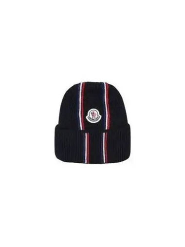 3B00036 M1131 742 Logo Patch Tricolor Wool Beanie 800070 - MONCLER - BALAAN 1