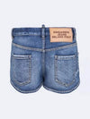 5 pocket back leather logo patch medium blue short denim pants S72MU0424 S30663 - DSQUARED2 - BALAAN 2