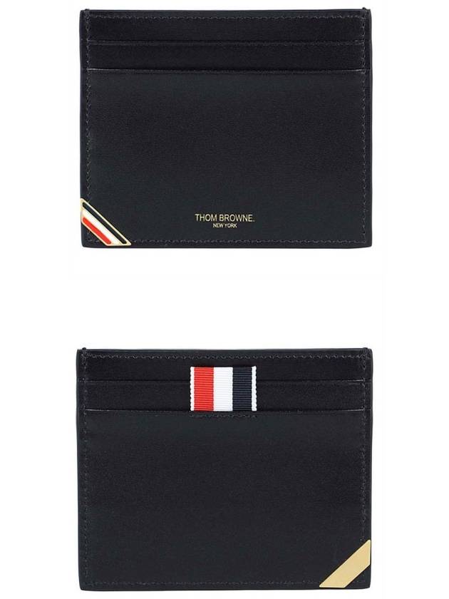 Three Stripe Tab Metal Logo Card Wallet Black - THOM BROWNE - BALAAN 5