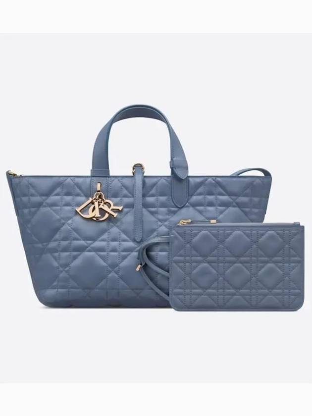 Toujours Macrocannage Calfskin Medium Tote Bag Denim Blue - DIOR - BALAAN 6