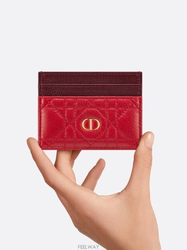 Caro Freesia Calfskin Card Wallet Red - DIOR - BALAAN 3