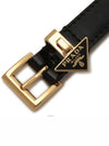 Triangle Logo Buckle Leather Belt Black - PRADA - BALAAN 3