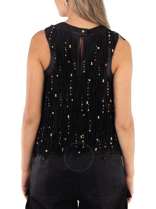 Sacai Ladies Black Beaded Fringe Lace Tank Top, Brand Size 1 - SACAI - BALAAN 3