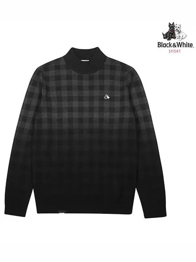 Men s Gingham Jagard Gradient Print Pullover 2412GXKW BLACK - BLACK&WHITE - BALAAN 1